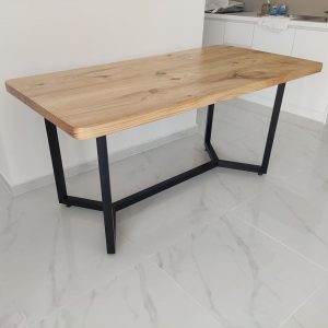 Bàn ăn chữ nhật 160x80cm gỗ thông chân sắt xương cá - hình 3