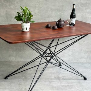 Bàn ăn chữ nhật 160x80cm gỗ tràm chân sắt Diamond - hình 1