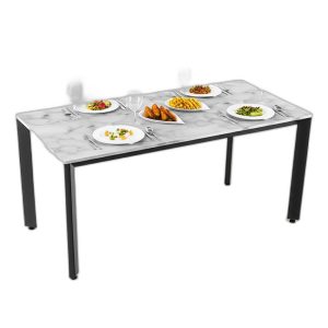 Bàn ăn chữ nhật 160x80cm mặt đá chân sắt tam giác
