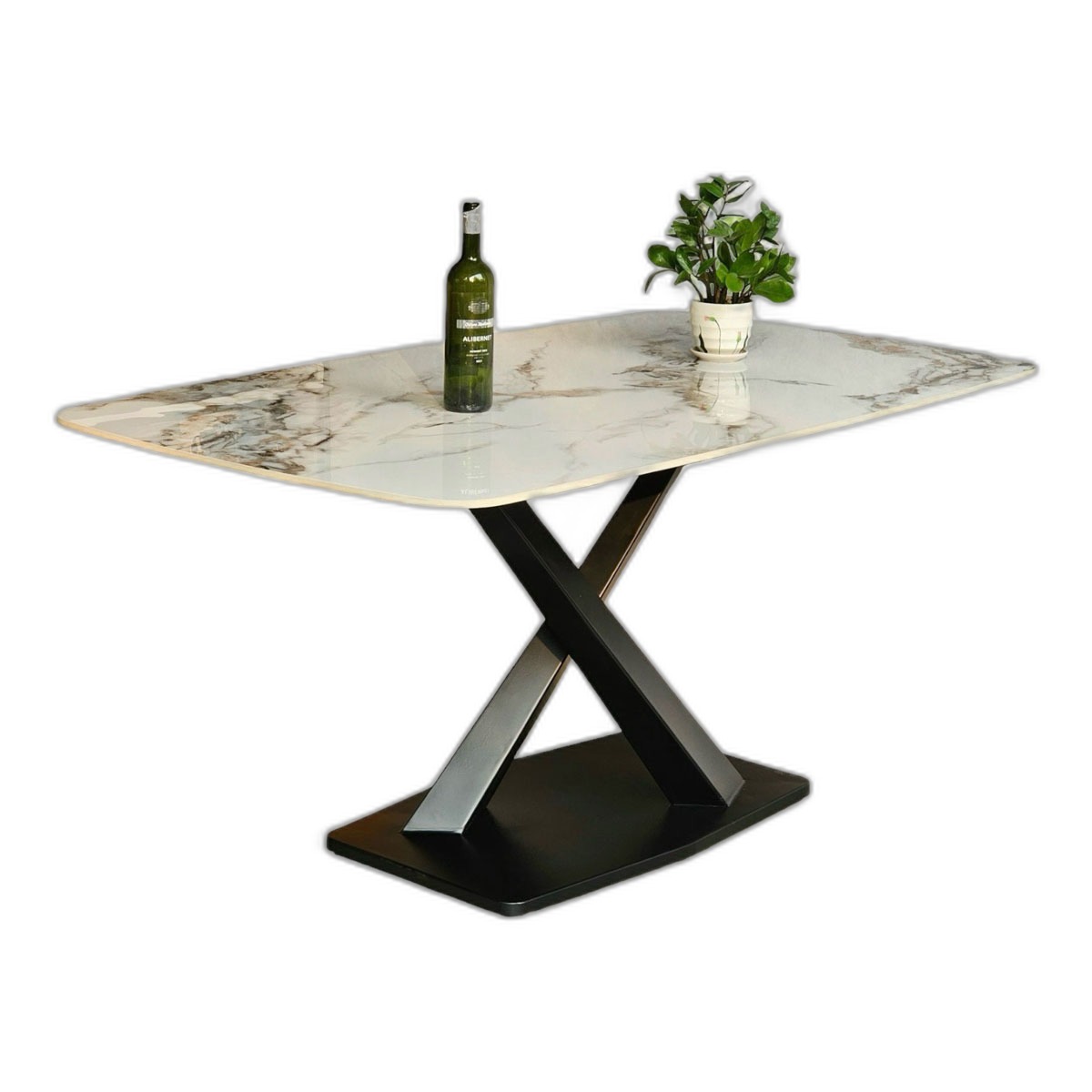 Bàn ăn chữ nhật 160x90cm mặt đá ceramic cao cấp chân sắt Bàn ăn chữ nhật 160x90cm mặt đá ceramic cao cấp chân sắt