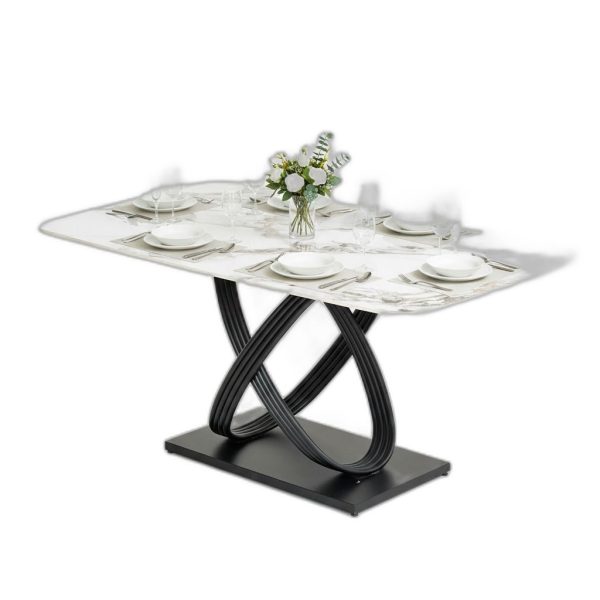 Bàn ăn chữ nhật 160x90cm mặt đá Ceramic cao cấp chân sắt
