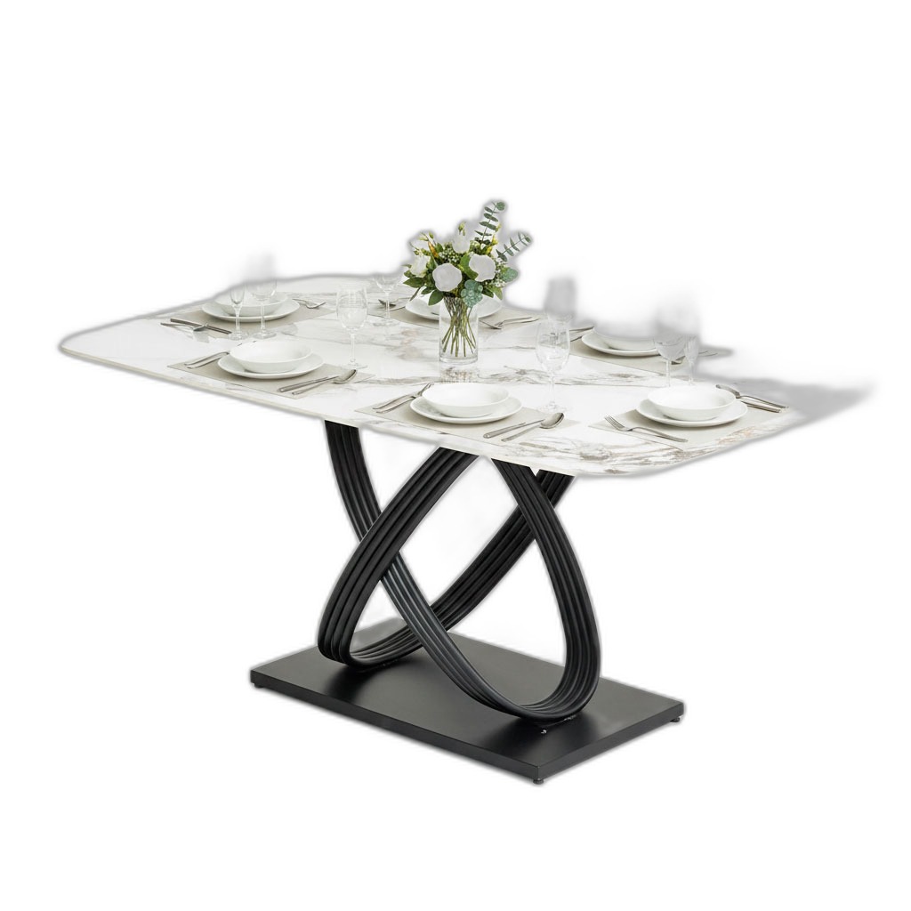 Bàn ăn chữ nhật 160x90cm mặt đá Ceramic cao cấp chân sắt Bàn ăn chữ nhật 160x90cm mặt đá Ceramic cao cấp chân sắt