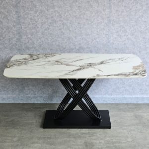 Bàn ăn chữ nhật 160x90cm mặt đá Ceramic cao cấp chân sắt - hình 1