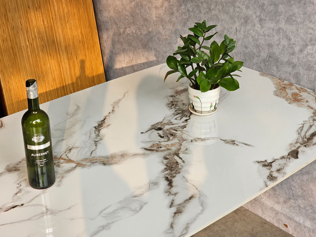 Bàn ăn chữ nhật 160x90cm mặt đá ceramic cao cấp chân sắt Bàn ăn chữ nhật 160x90cm mặt đá ceramic cao cấp chân sắt - hình 3