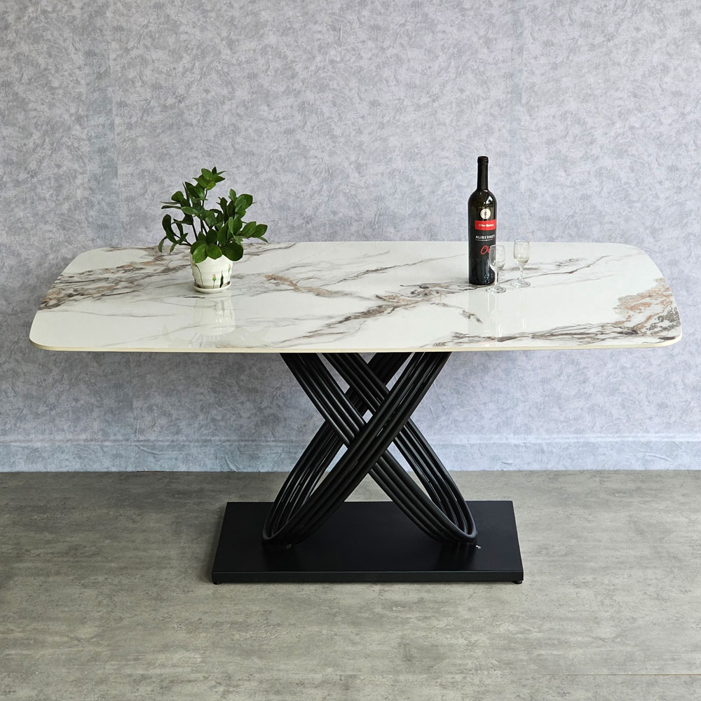 Bàn ăn chữ nhật 160x90cm mặt đá Ceramic cao cấp chân sắt Bàn ăn chữ nhật 160x90cm mặt đá Ceramic cao cấp chân sắt - hình 4