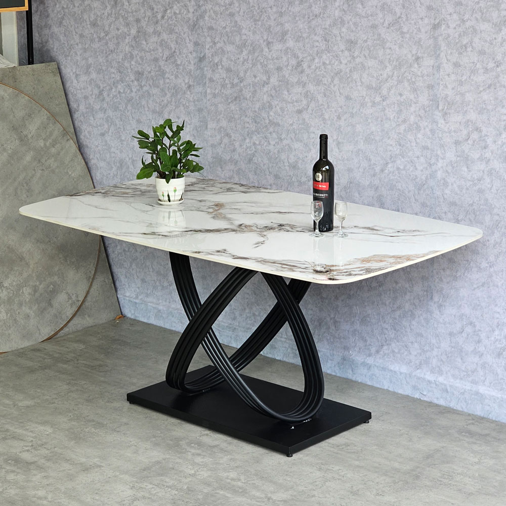 Bàn ăn chữ nhật 160x90cm mặt đá Ceramic cao cấp chân sắt Bàn ăn chữ nhật 160x90cm mặt đá Ceramic cao cấp chân sắt - hình 5