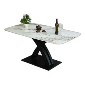 Bàn ăn chữ nhật 160x90cm mặt đá ceramic chân sắt