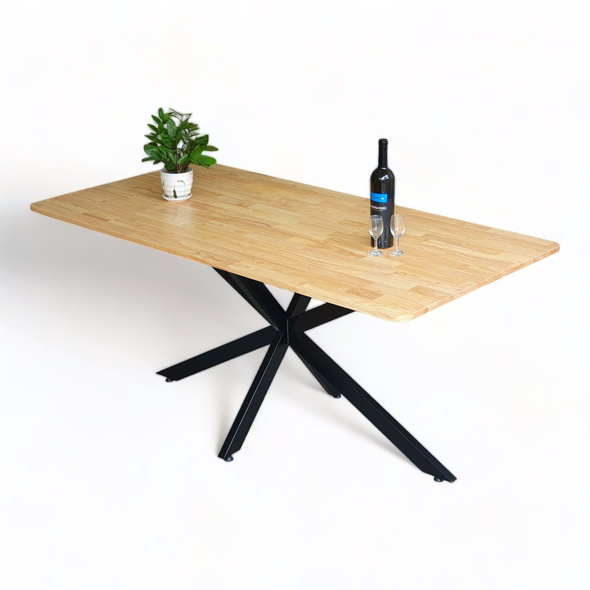 Bàn ăn chữ nhật KANE 03 160x80cm gỗ cao su chân sắt Bàn ăn chữ nhật KANE 03 160x80cm gỗ cao su chân sắt - hình 1