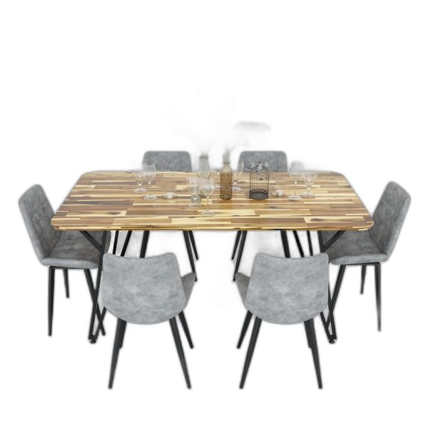 Bàn ăn chữ nhật MIKA 140 160x80cm gỗ tràm chân sắt chữ Y
