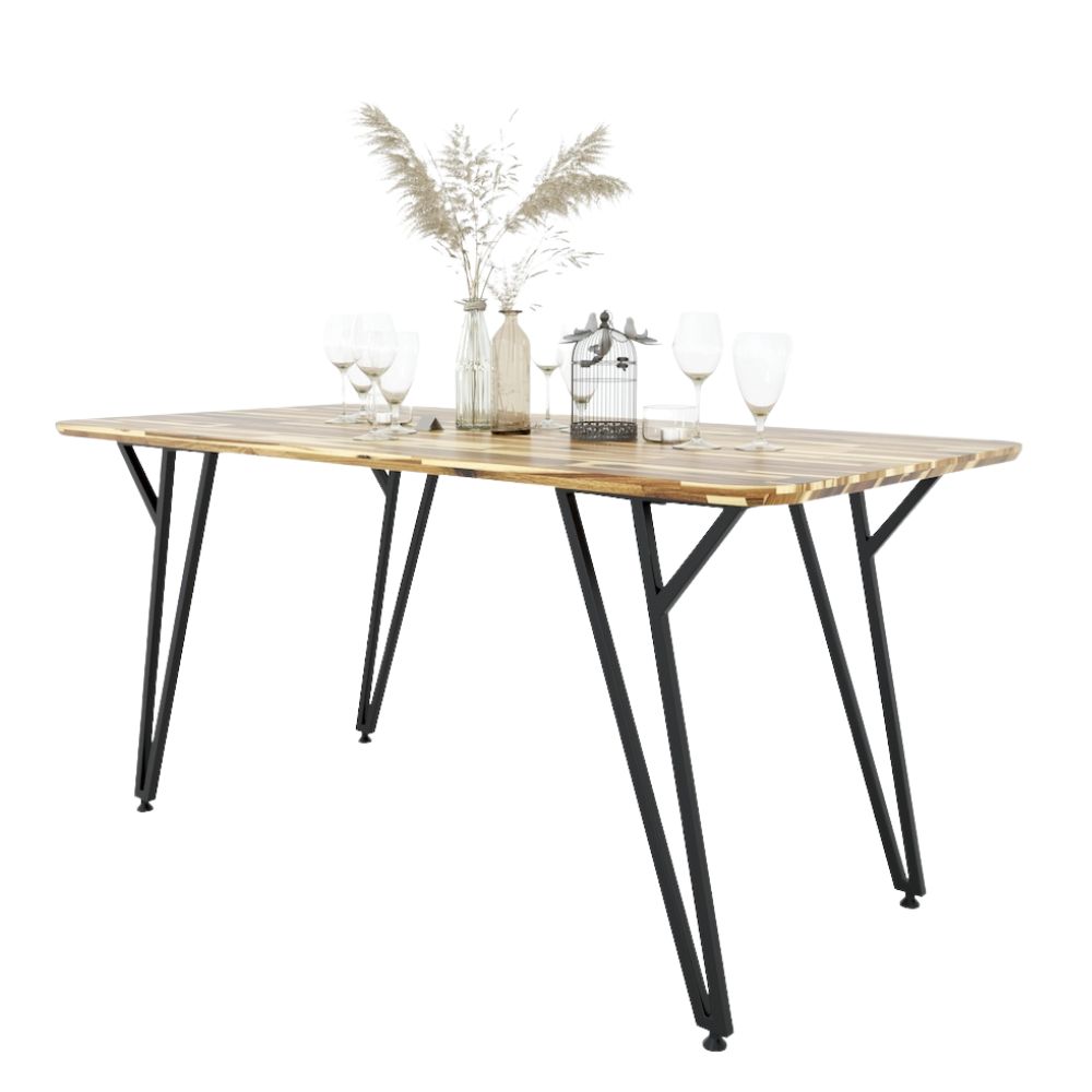 Bàn ăn chữ nhật MIKA 140 160x80cm gỗ tràm chân sắt chữ Y Bàn ăn chữ nhật MIKA 140 160x80cm gỗ tràm chân sắt chữ Y - hình 1