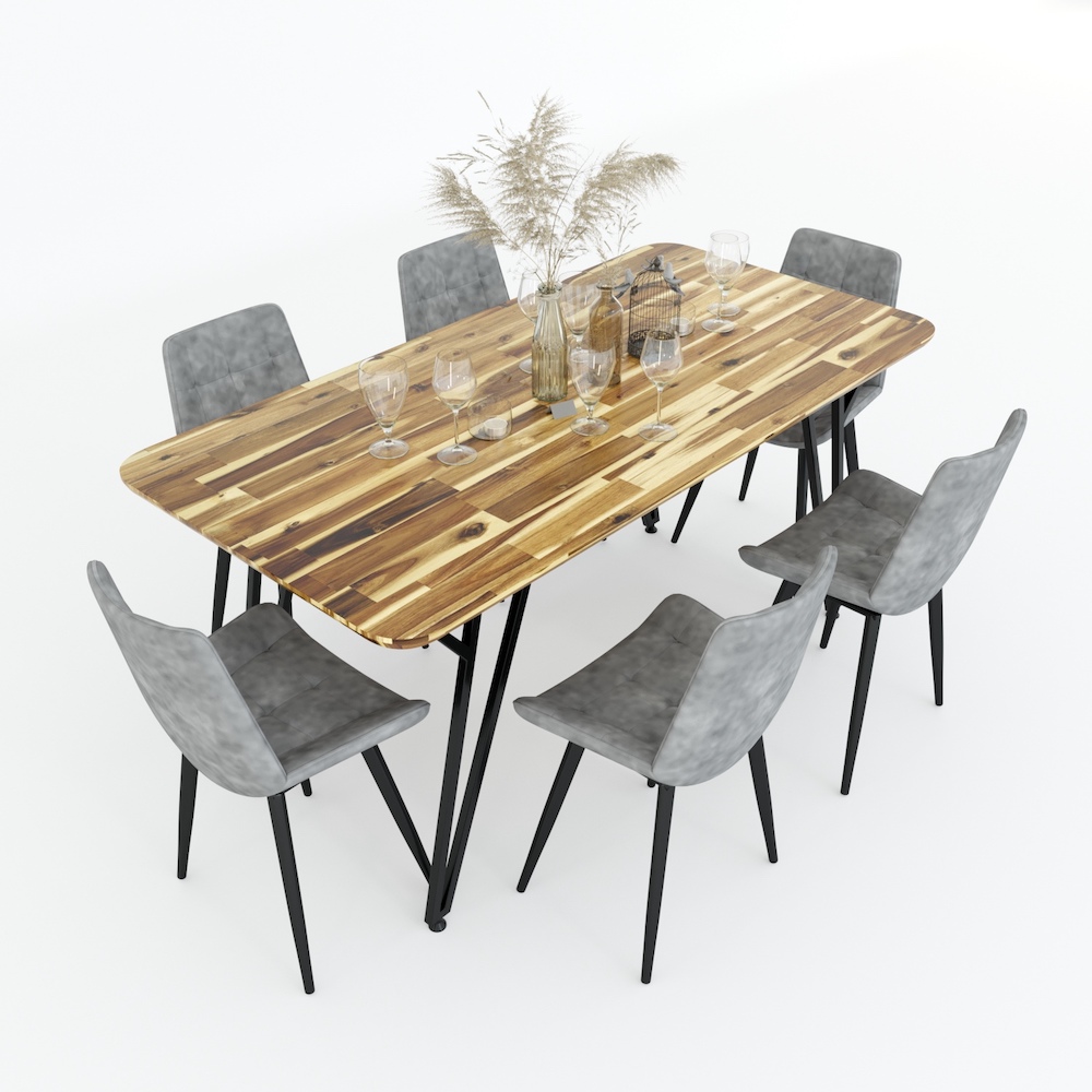 Bàn ăn chữ nhật MIKA 140 160x80cm gỗ tràm chân sắt chữ Y Bàn ăn chữ nhật MIKA 140 160x80cm gỗ tràm chân sắt chữ Y - hình 2