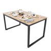 Bàn ăn chữ nhật SADO 01 140 160x 0cm gỗ cao su chân sắt