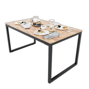 Bàn ăn chữ nhật SADO 01 140 160x 0cm gỗ cao su chân sắt