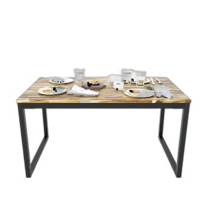 Bàn ăn chữ nhật SADO 02 140 160x80cm gỗ tràm chân sắt