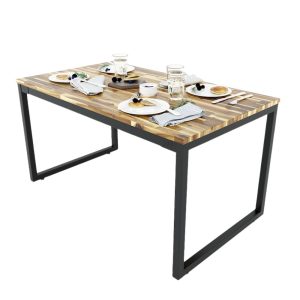 Bàn ăn chữ nhật SADO 02 140 160x80cm gỗ tràm chân sắt - hình 1