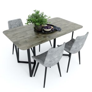 Bàn ăn chữ nhật Vincen 140 160x80cm gỗ cao su chân sắt - hình 1