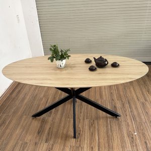 Bàn ăn Elip KANE 04 gỗ Plywood chân sắt - hình 3