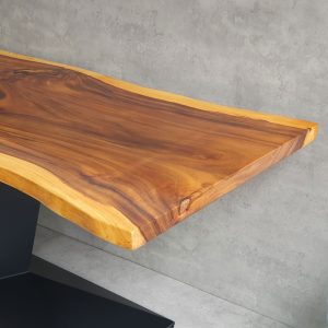 Bàn ăn gỗ me tây nguyên tấm 160x80cm chân sắt sơn tĩnh điện - hình 1