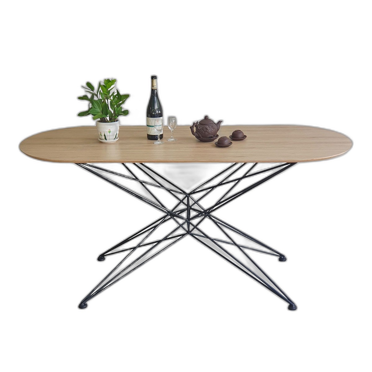 Bàn ăn hình oval 160x70cm chân sắt nghệ thuật Bàn ăn hình oval 160x70cm chân sắt nghệ thuật