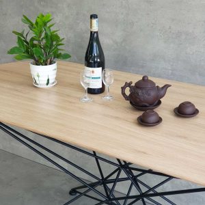 Bàn ăn hình oval 160x70cm chân sắt nghệ thuật - hình 1