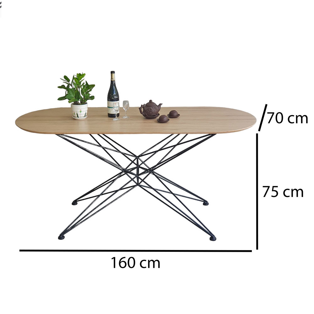 Bàn ăn hình oval 160x70cm chân sắt nghệ thuật Bàn ăn hình oval 160x70cm chân sắt nghệ thuật - hình 2