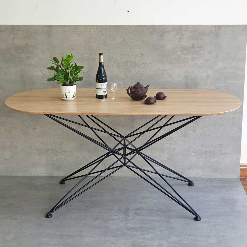 Bàn ăn hình oval 160x70cm chân sắt nghệ thuật Bàn ăn hình oval 160x70cm chân sắt nghệ thuật - hình 4