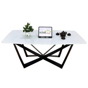 Bàn ăn mặt đá chân sắt sơn tĩnh điện - hình 1