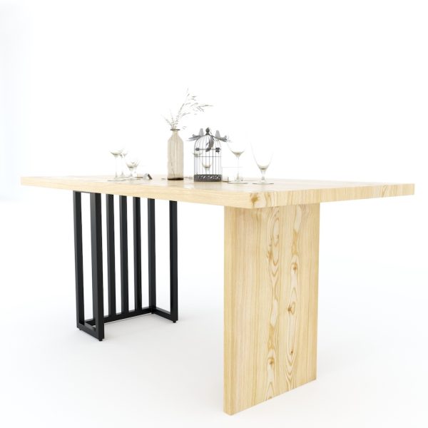 Bàn ăn Phelim chân sắt mặt gỗ thông - hình 2