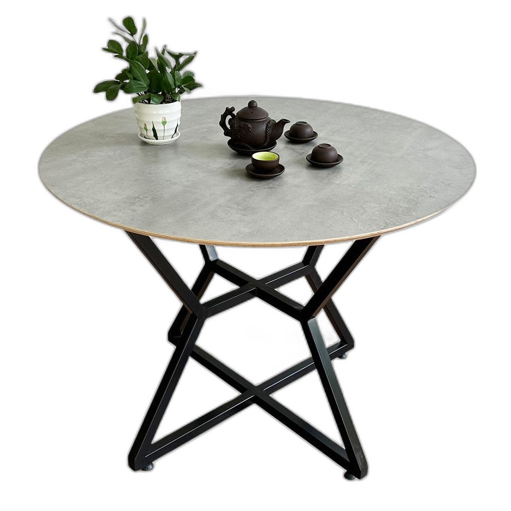 Bàn ăn tròn 100 120cm gỗ Plywood chân sắt Bàn ăn tròn 100 120cm gỗ Plywood chân sắt