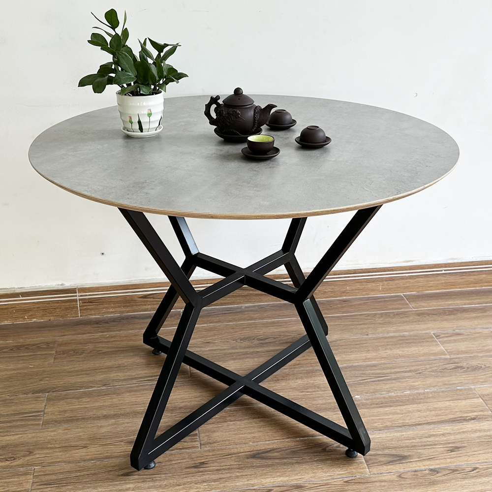 Bàn ăn tròn 100 120cm gỗ Plywood chân sắt Bàn ăn tròn 100 120cm gỗ Plywood chân sắt - hình 1