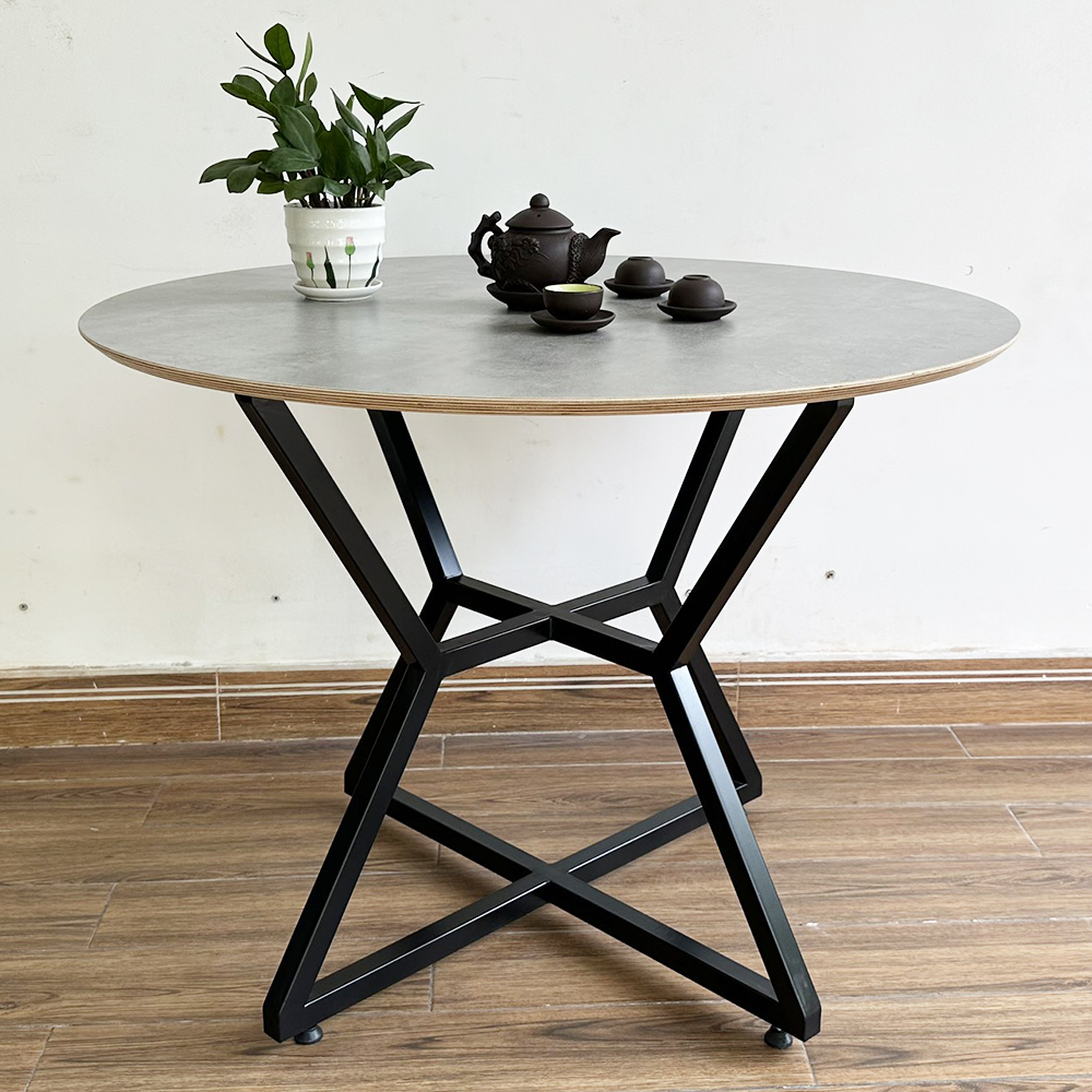 Bàn ăn tròn 100 120cm gỗ Plywood chân sắt Bàn ăn tròn 100 120cm gỗ Plywood chân sắt - hình 2