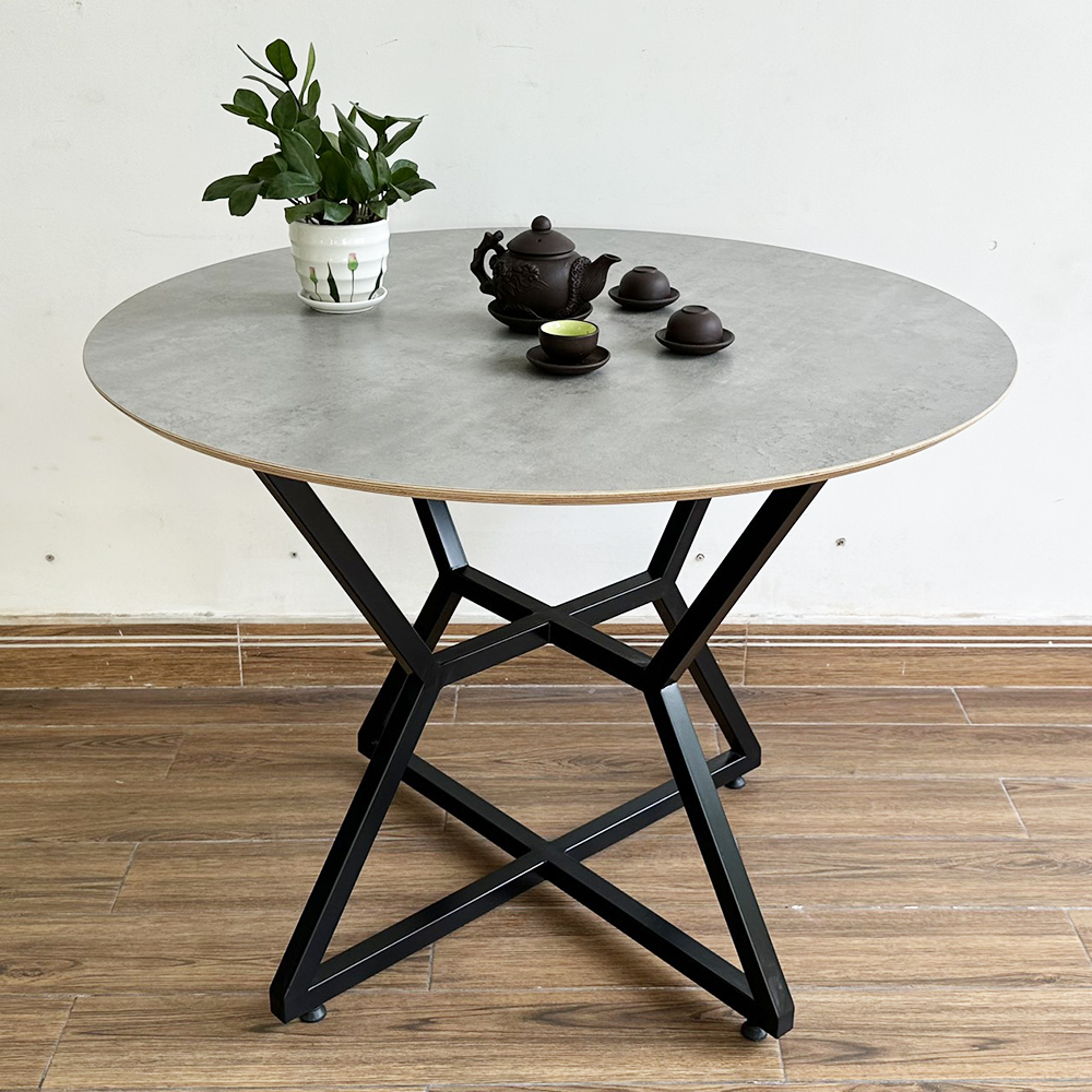 Bàn ăn tròn 100 120cm gỗ Plywood chân sắt Bàn ăn tròn 100 120cm gỗ Plywood chân sắt - hình 3