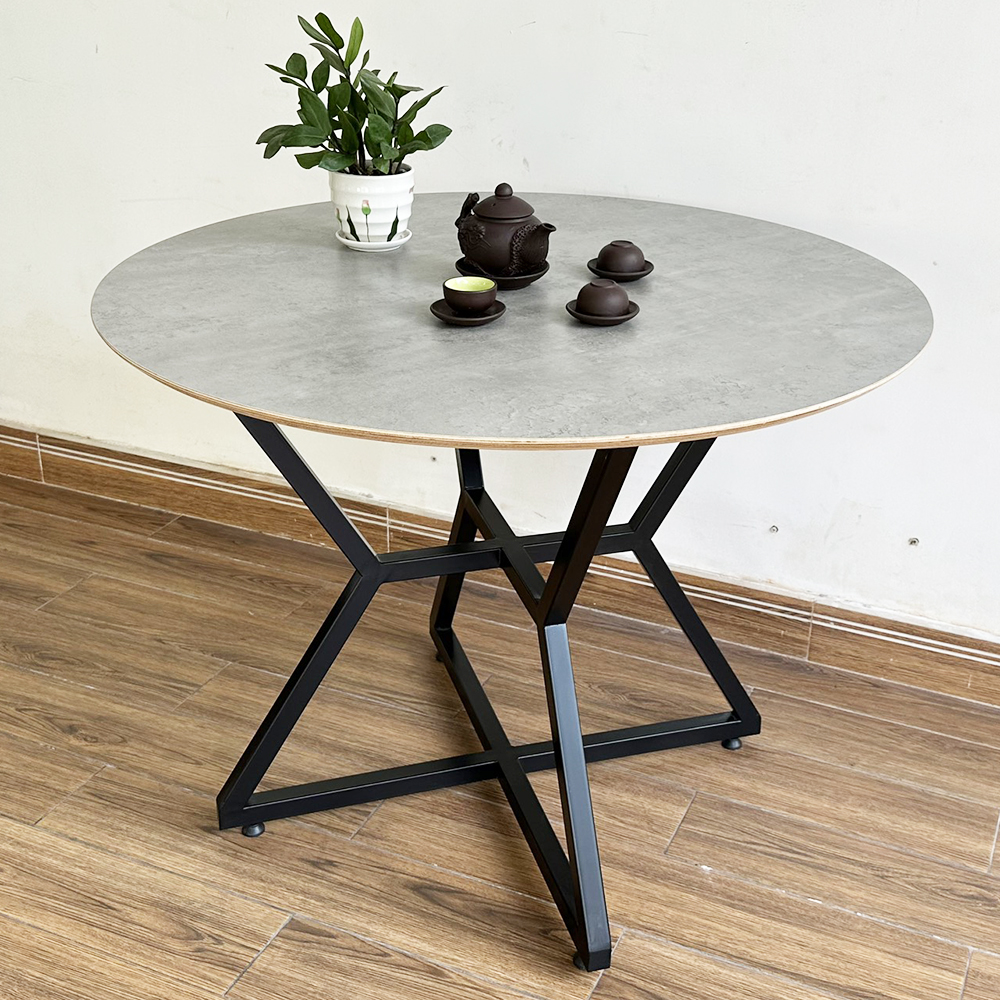 Bàn ăn tròn 100 120cm gỗ Plywood chân sắt Bàn ăn tròn 100 120cm gỗ Plywood chân sắt - hình 4