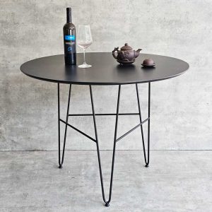 Bàn ăn tròn 100cm gỗ cao su chân sắt - hình 2