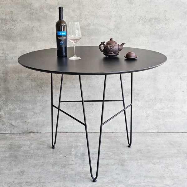 Bàn ăn tròn 100cm gỗ cao su chân sắt - hình 2