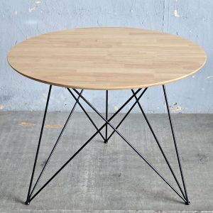 Bàn ăn tròn 100cm gỗ cao su chân sắt Hairpin - hình 2