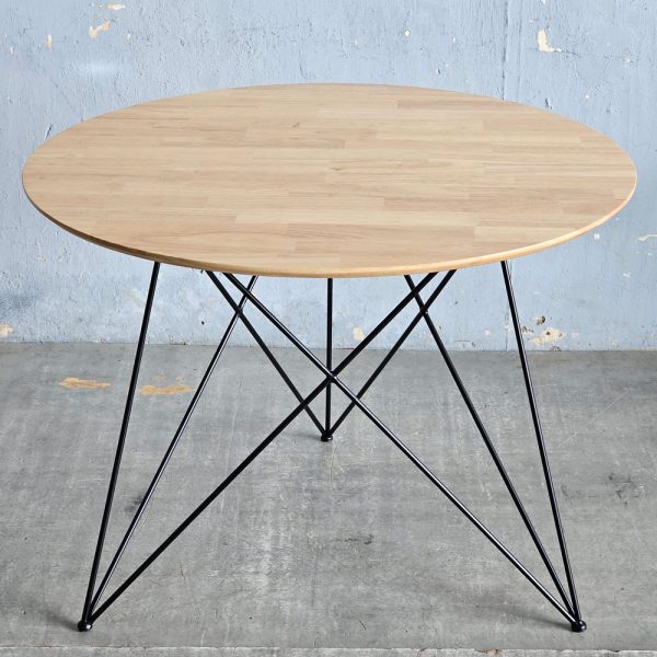 Bàn ăn tròn 100cm gỗ cao su chân sắt Hairpin - hình 2