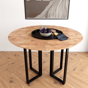 Bàn ăn tròn 100cm hiện đại Dylan mặt gỗ chân sắt - hình 2