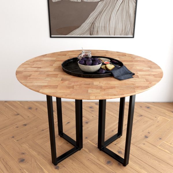 Bàn ăn tròn 100cm hiện đại Dylan mặt gỗ chân sắt - hình 2