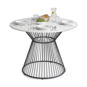 Bàn ăn tròn 100cm mặt đá chân sắt nghệ thuật
