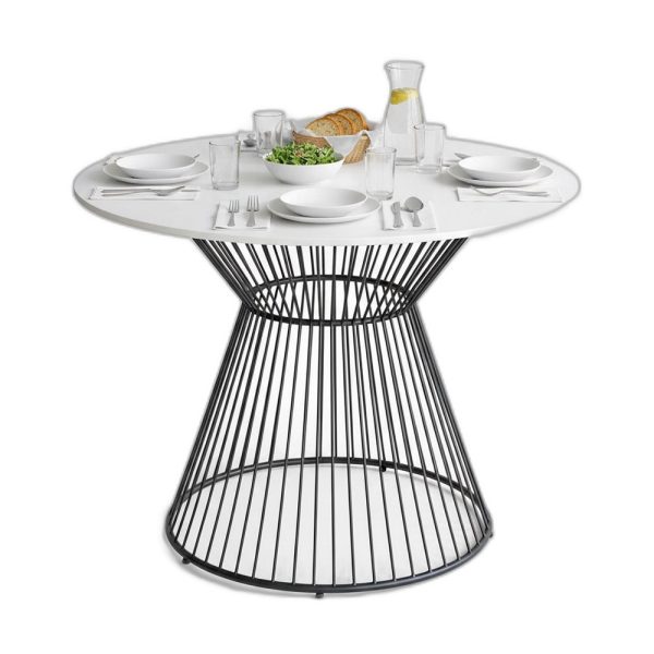 Bàn ăn tròn 100cm mặt đá chân sắt nghệ thuật