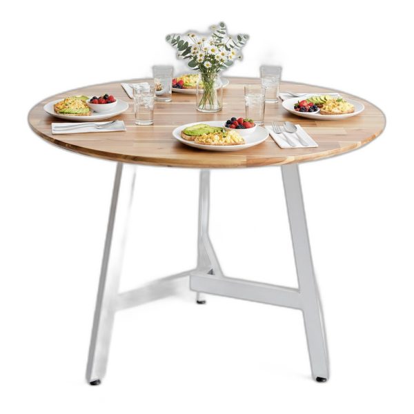 Bàn ăn tròn 100x100cm gỗ tràm chân sắt