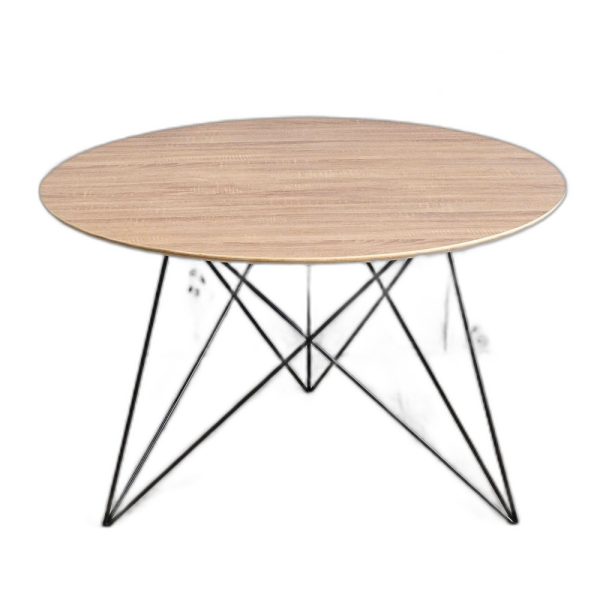 Bàn ăn tròn 120cm gỗ plywood chân sắt