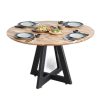 Bàn ăn tròn 120x120cm gỗ tràm chân sắt