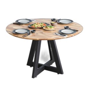 Bàn ăn tròn 120x120cm gỗ tràm chân sắt