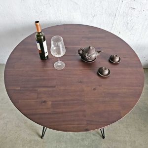 Bàn ăn tròn 1m gỗ tràm chân sắt Hairpin - hình 1