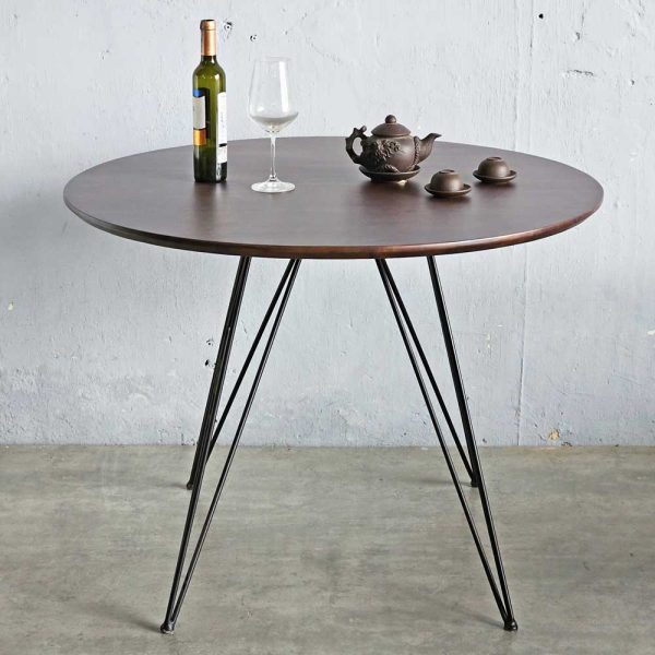 Bàn ăn tròn 1m gỗ tràm chân sắt Hairpin - hình 2