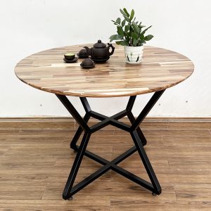 Bàn ăn tròn 1m2 gỗ tràm chân sắt - hình 1