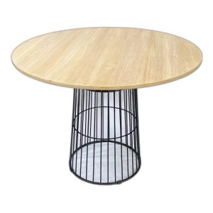 Bàn ăn tròn CUBE 02 mặt gỗ Plywood chân sắt