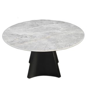 Bàn ăn tròn GRAVO 140cm mặt đá ceramic chân sắt